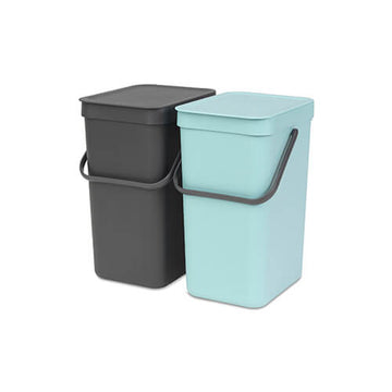 Par de Botes de reciclaje con asa menta/gris 12 L Brabantia desc